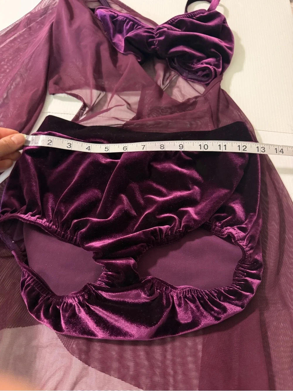 Kelle dance costume 2 piece purple mesh velvet STATE OF GRACE 8368 lyrical MA